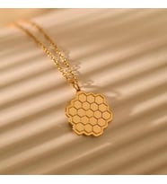 Kişiye Özel 925 Ayar Gümüş Şık Bal Peteği Model Kolye (Gold)
