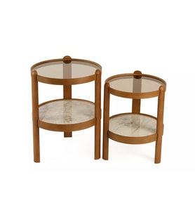 SWİNG 2’Lİ ZİGON SEHPA CAMLI ÇAP 40CM