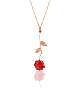 Söğütlü Silver Gümüş rose kırmızı gül kolye
