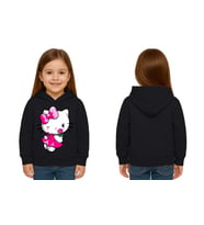 Unisex hello kity  Baskılı Çocuk Swaetshirt  Baskılı Kapüşonlu 3 İplik Şardonlu (Siyah)