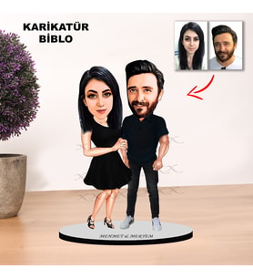KİŞİYE ÖZEL ÇİFT EVLİ HEDİYELİK KARİKATÜR BİBLO MB8