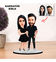 KİŞİYE ÖZEL ÇİFT EVLİ HEDİYELİK KARİKATÜR BİBLO MB8