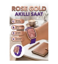 Rose Gold Kadın Akıllı Saat – Arama Özellikli Dokunmatik Ekran 3 Farklı Kordon