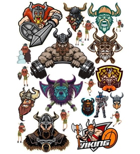 Savaşçı Viking Sticker Set 15 Parça Telefon, Tablet, Defter, Laptop Sticker
