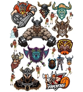 Savaşçı Viking Sticker Set 15 Parça Telefon, Tablet, Defter, Laptop Sticker
