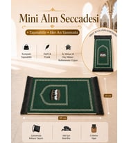 Mini Alın Seccadesi Kaymaz Taban Desenli Cep Tipi Seyahat Namaz Seccadesi - Zümrüt Yeşili