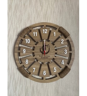 Kişiye Özel Halatlı Dekoratif Ahşap Duvar Saati 40 cm