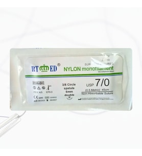MikroTurCU Tekli Dikiş İğne İplik 7/0 Ters Keskin 3/8 Spatula 6mm 45cm 0.5metric Çift İğne Mikrocerrahi Eğitim Materyali