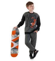 Wild Oversize Erkek Çocuk Gri Eşofman Takım