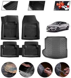 Renault Megane 4 Sedan Sağ Cepli2016-2025 Uyumlu Paspas Araca Özel Bagaj Havuzu MBS Siyah