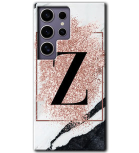 Galaxy S24 Ultra Kılıf HD Desen Baskılı Kılıf - Pembe Mermer Desenli Z Harfi