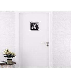 BK Home Engelli WC Kapı Yönlendirme Levhası-2 (Siyah)