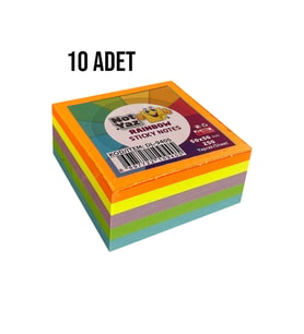 NotYaz 50x50 250 Yaprak 5 Renk Rainbow Yapışkanlı Not Kağıdı 10 Adet