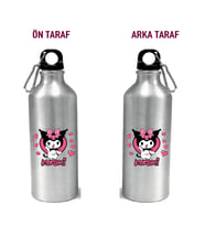 Metal Gumus Kancalı Baskılı Su Matarası 600ml. (518)