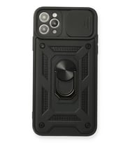 Newface Apple iPhone 11 Pro Max Kılıf Pars Lens Yüzüklü Silikon - Siyah