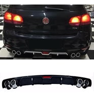 Vw Golf Mk6 Siyah Difüzör 4 Krom Egzoz Görünümlü Difizör Arka Ek Body Kit 2009-2012