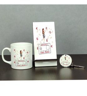 Bankacıya Hediye Üçlü Set (Kupa + Telefon Standı + Anahtarlık)
