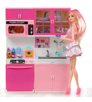 Işıklı & Sesli, 2 Parçalı Oyuncak Mutfak Seti (Pembe)