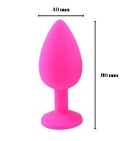 Parlak Mor Mücevher Taşlı Silikon Pembe  Plug - Büyük (Ten)