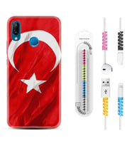 Huawei P20 Lite Mate 10 20 Lite Pro P40 Lite KılıfKablo Koruma Spiral Silikon Şanlı Türk Bayrağı 4 1401