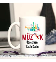 Müzik Öğretmenine Özel Öğretmenler Günü Hediyesi Kişiye Özel Kupa Bardak