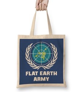 Flat Earth Army UN Logo Parody Bez Çanta Uzun Saplı