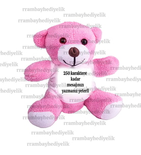 Pembe Pelüş Oyuncak Ayı  kişiye özel mesaj lı