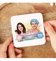 Kişiye Özel Küvetteki Çiftler Karikatürlü Bardak Altlığı