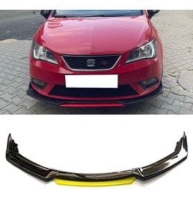 Seat Leon Mk3 Sarı Renkli Şeritli Dilli Ön Lip 4 Prç Parlak Siyah ABS