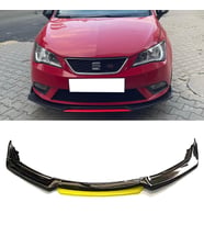 Seat Leon Mk3 Sarı Renkli Şeritli Dilli Ön Lip 4 Prç Parlak Siyah ABS