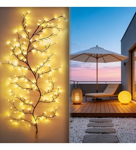 Güneş Enerjili 144 LED 8 Mod Dekoratif Ağaç Lamba -Dış Mekan Bahçe & Teras Süsü ve Aydınlatması