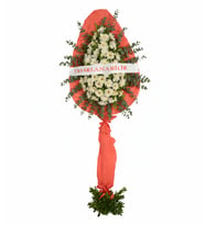 Beyaz Gerbera Tek Kat Çelenk