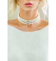 Zirkon Taşlı İnci Choker ,Tasma Choker ,Incili choker kolye ,Gül choker kolye ,Tasma Kolye