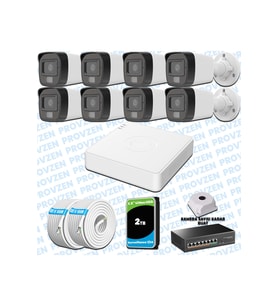 Provzen Hikvision 8’li İP 4MP Güvenlik Kamerası Seti Colorvu Mikrofonlu Olay Anında Bildirim