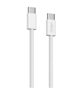 SChitec 60W Type-C to Type-C Örgülü Data ve Hızlı Şarj Kablosu Telefon, Tablet, Laptop Uyumlu Beyaz SK001