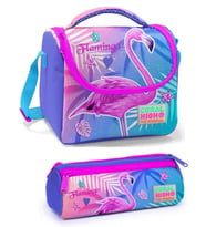 Coral High Kız Çocuk Mavi Pembe Flamingo Beslenme Çantası Seti