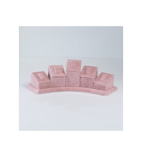 Pink Süet Yüzük Standı, 5'li, 21x6cm, Şık ve fonksiyonel tasarım