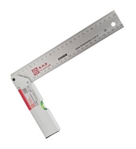 Fixonic B.H.D BHD00195 250mm/25cm Alüminyum L Marangoz Gönye/Su Terazili