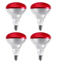 (4 Adet) 250W Kızılötesi Isıtıcılı Fizik Tedavi Lambası (Kırmızı Işık) E27 (Kalın Duy)