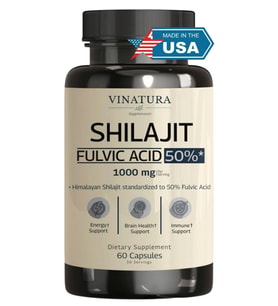 VINATURA Shilajit Men and Women 1000mg Pure Himalayan Shilajit standardized to 50% Fulvic Acid 60 Capsul.