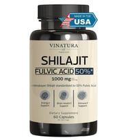 VINATURA Shilajit Men and Women 1000mg Pure Himalayan Shilajit standardized to 50% Fulvic Acid 60 Capsul.
