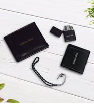 BK Gift Kişiye Özel Cüzdan&Tespih&Çakmak&Sigara Tabakası Hediye Seti (Siyah)