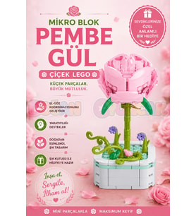 Mikro Blok Pembe Gül Çiçek Lego - Lego Setleri Mini Lego - Çiçek Lego - Blossom Çiçek Lego
