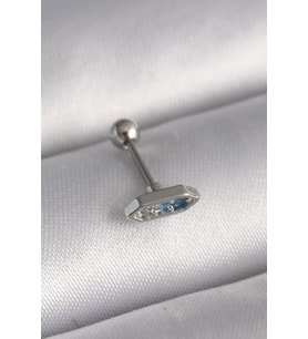 316L Çelik Gümüş Renk Mavi Zirkon Taşlı Tragus Piercing - TJ-PR1285