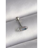316L Çelik Gümüş Renk Mavi Zirkon Taşlı Tragus Piercing - TJ-PR1285