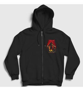 Presmono Unisex Siyah Louder Than Hell Manowar Fermuarlı Kapüşonlu Sweatshirt 64170tt