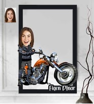 Kişiye Özel 3D  Ahşap Tablo Motorcu Kadın 30x40 -6