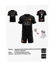 Cristiano Ronaldo Manchester United Retro Siyah 2008 Sezon Çocuk Forma Takımı 4 Parça