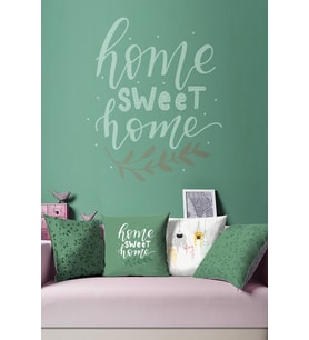 Moud's Çift Tarafı Baskılı Yeşil Sweet Home Serisi Desenli 4'lü Kombin Süet Kırlent Kılıfı - PLG204