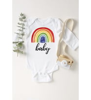 Unisex Bebek Beyaz Gökkuşağı Renkli Çıtçıtlı Body